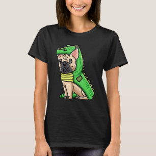 Camiseta Cachorro Francês Cachorro Em Costume Crocodilo