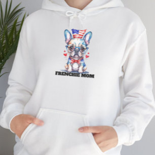 Camiseta Cachorro francês fofo com bandeira americana e cor