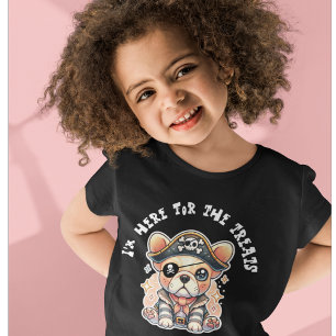 Camiseta Cachorro francês fofo como pirata, Halloween engra