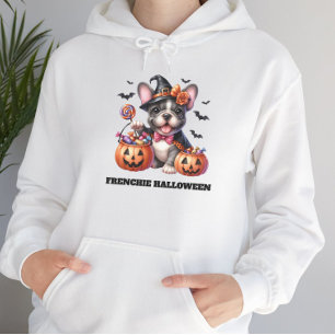 Camiseta Cachorro francês fofo de Halloween, bruxa de doces