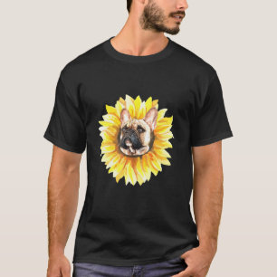 Camiseta Cachorro francês giro girassol
