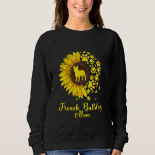 Camiseta Cachorro francês giro Mãe Cachorro girassol Mãe mã