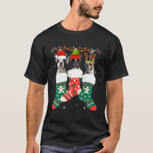 Camiseta Cachorro Francês Meias de Natal Xmas Pajama Pup