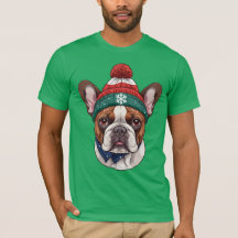 Cachorro francês no chapéu de neve - Cachorro de N