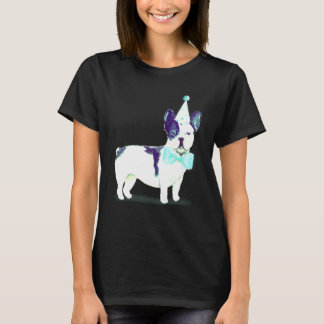 Camiseta Cachorro francês preto e branco fofo aniversário C