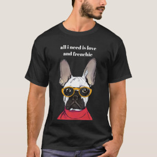 Camiseta Cachorro Francês Vermelho Bonito Com Óculos De Neo