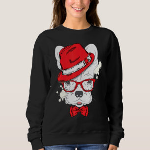 Camiseta Cachorro Francês Vestido Um Chapéu E Óculos