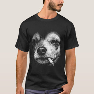 Camiseta Cachorro Fumando Cigarro Chihuquita Engraçado Memé