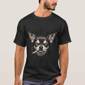 Camiseta Cachorro Fumando Cigarro Engraçado Chihuahua Meme 
