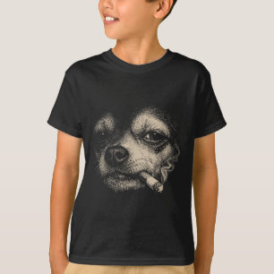 Camiseta Cachorro fumando cigarro meme engraçado de chihuah