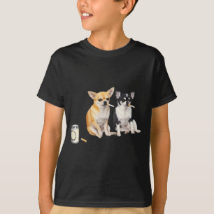 Camiseta Cachorro fumando cigarro meme engraçado de Chihuah