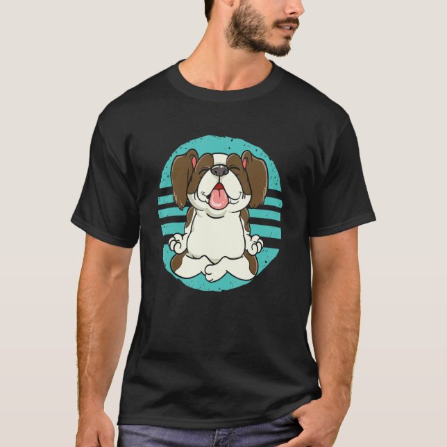 Camiseta Cachorro Furtado Sentado Na Posição Meditante (Frente)