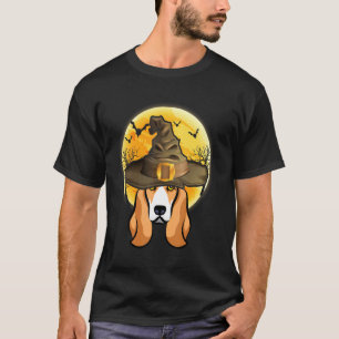 Camiseta Cachorro Galgo Bruxa Chapéu Com Lua Dia das Bruxas