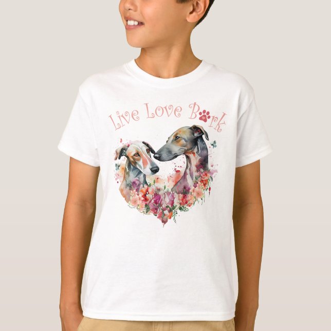Camiseta Cachorro Galgo Fofo Floral (Frente)
