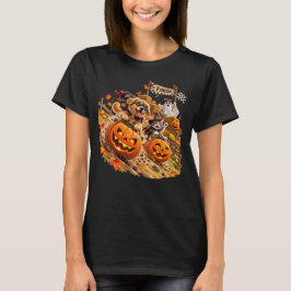 Camiseta Cachorro Gato Cute Halloween Pumpkin Race 