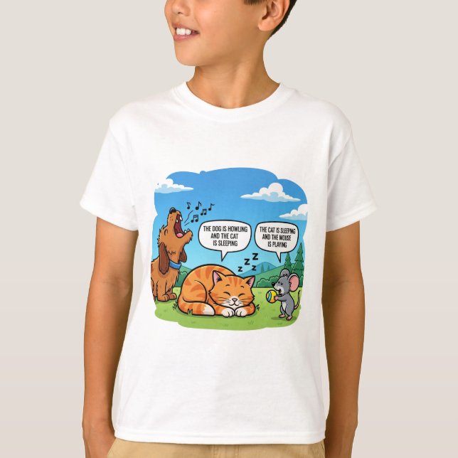 Camiseta Cachorro, Gato e Rato Engraçado (Frente)