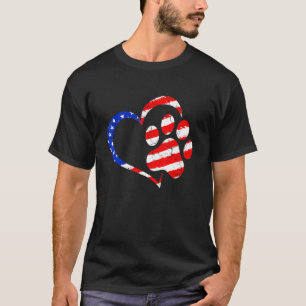 Camiseta Cachorro Gato Pata Bandeira Americana Fofa 4 De Ju
