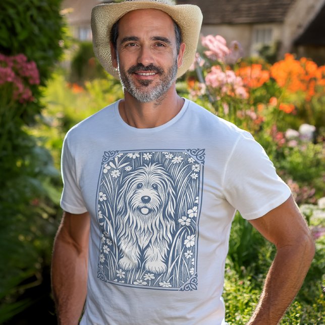 Camiseta Cachorro Gelado Bonito num Antigo Jardim Inglês (Criador carregado)
