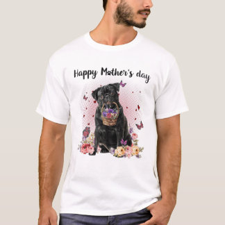 Camiseta Cachorro Gelado Mãe Flor Feliz Dia de as mães Cão 