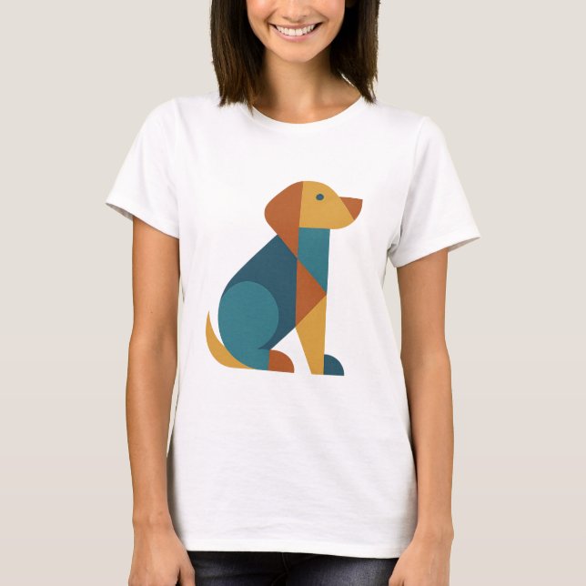 Camiseta Cachorro Geométrico - Arte Pet Do Século De Médio (Frente)