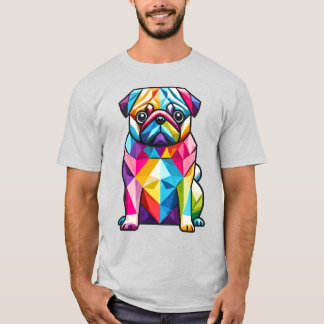 Camiseta Cachorro Geométrico Colorido