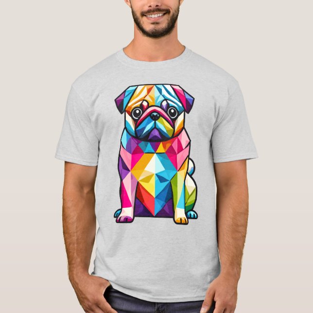 Camiseta Cachorro Geométrico Colorido (Frente)