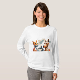 Camiseta Cachorro Geométrico & Gato Arte Moderna Abstrato P