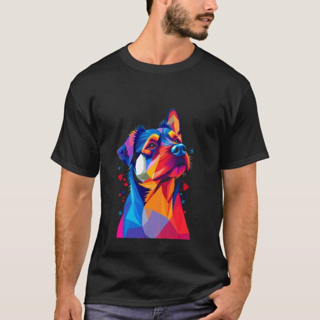 Camiseta Cachorro Geométrico Vibrante (Frente)