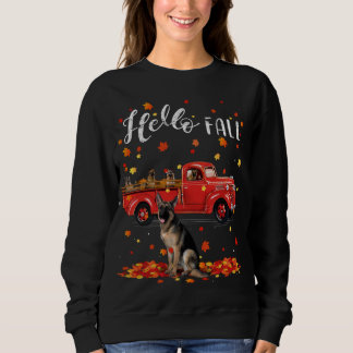 Camiseta Cachorro German shepherd Cachorro Folha outono Ver