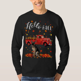 Camiseta Cachorro German shepherd Cachorro Folha outono Ver