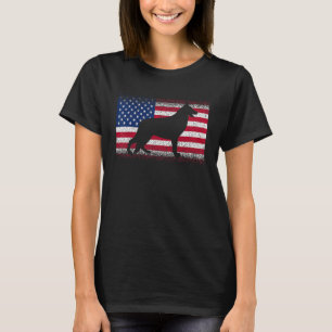 Camiseta Cachorro german shepherd com bandeira dos Estados 