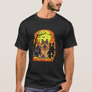 Camiseta Cachorro german shepherd Com Pumpkin Engraçado Sca