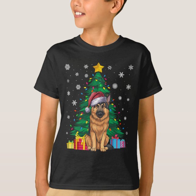Camiseta Cachorro German shepherd das Luzes das Árvores do  (Frente)