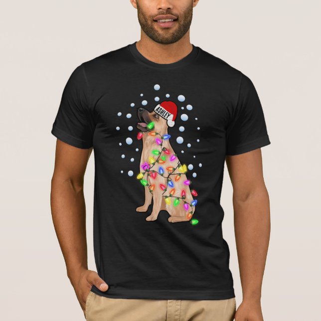 Camiseta Cachorro German shepherd de Natal (Frente)