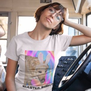 Camiseta Cachorro-German shepherd engraçado e ouvidos-coelh