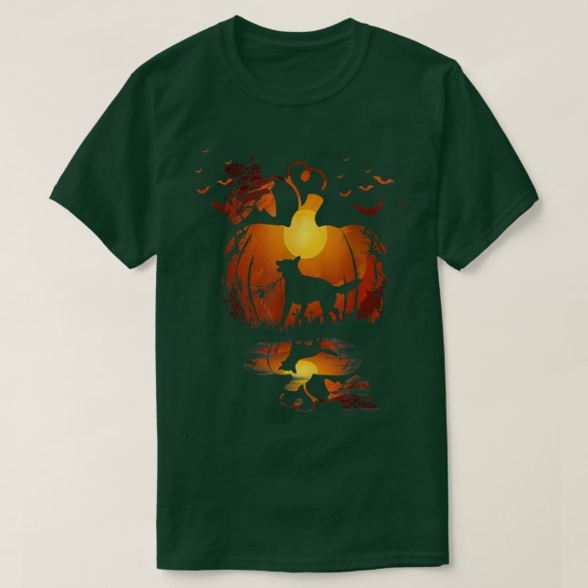 Camiseta Cachorro German shepherd Engraçado No Halloween Da (Frente do Design)