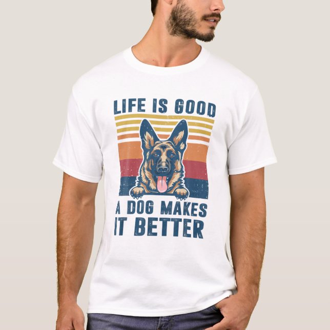 Camiseta Cachorro german shepherd Oferece Pai Engraçado Cac (Frente)