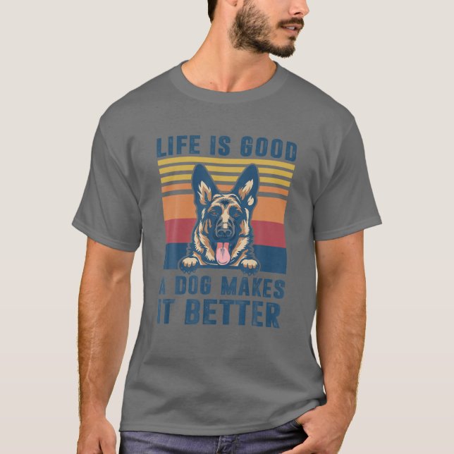 Camiseta Cachorro german shepherd Oferece Pai Engraçado Cac (Frente)