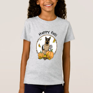 Camiseta Cachorro German shepherd Queda (bronzeado preto)