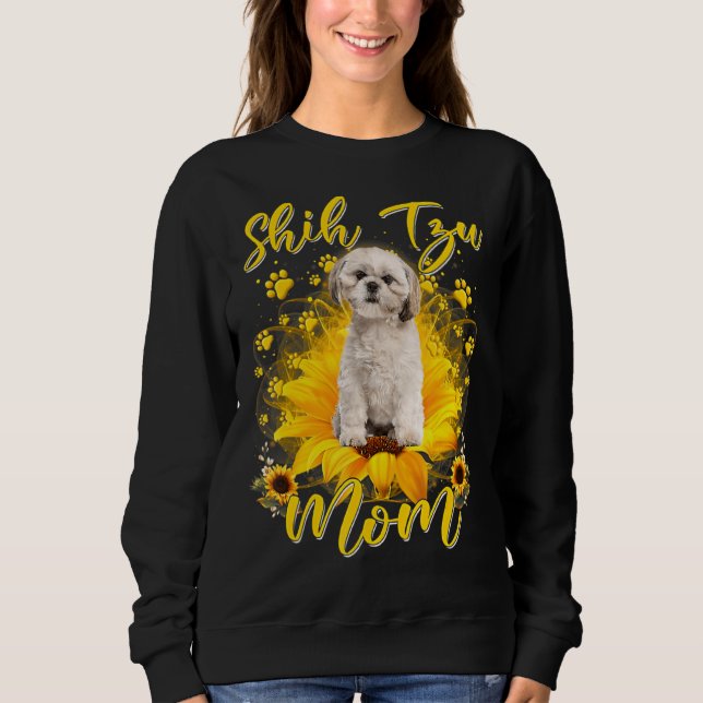 Camiseta Cachorro girassol Mãe Engraçado Shiu Tzu Cachorro (Frente)