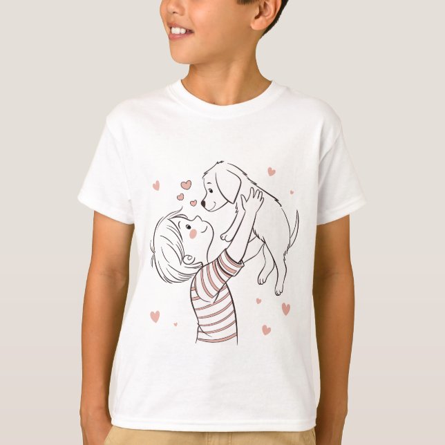 Camiseta Cachorro giro com animação infantil feliz (Frente)