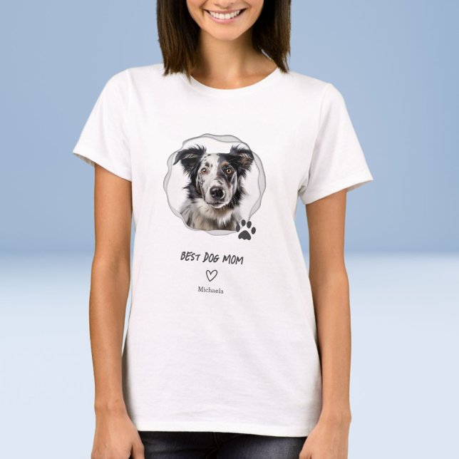 Camiseta Cachorro giro Foto de mãe feminina (Criador carregado)