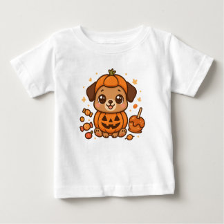 Camiseta Cachorro giro na roupa de abóbora - Halloween Ador