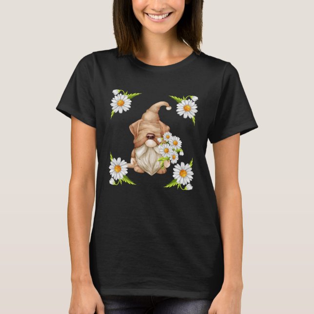 Camiseta Cachorro Gnomo Para Labrador Mãe Primavera Floral  (Frente)