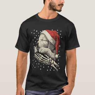 Camiseta Cachorro Golden Retriever Chapéu de Papai Noel Mão