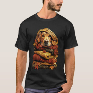 Camiseta Cachorro Golden Retriever Colorido com Folhas de O