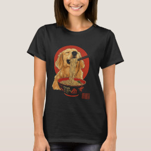 Camiseta Cachorro Golden Retriever Comendo Macarrão Ramen