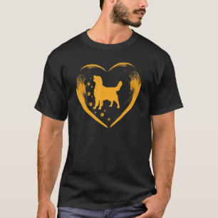 Camiseta Cachorro Golden Retriever Coração Forma Cachorro D