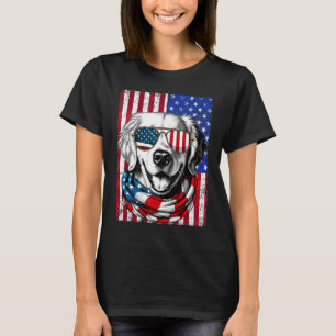 Camiseta Cachorro Golden Retriever do Dia 4 de Julho Bandei