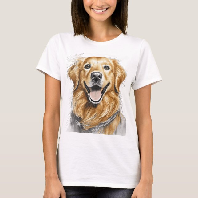 Camiseta Cachorro Golden Retriever feliz (Frente)